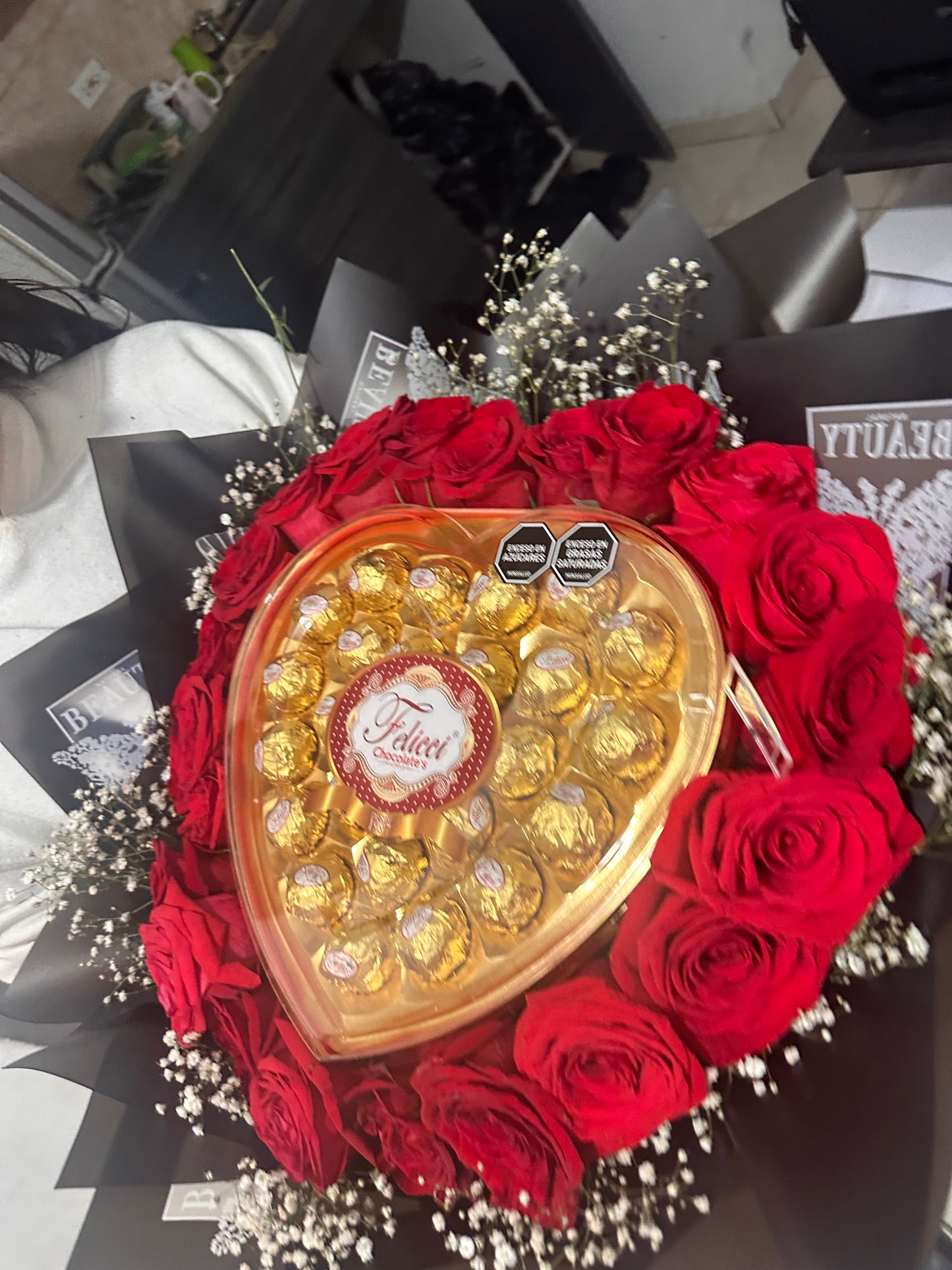 Ramo corazón de chocolate