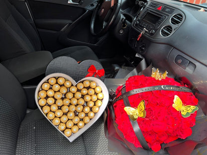 Buchón 100 rosas 50 Ferrero - Distri Regalos