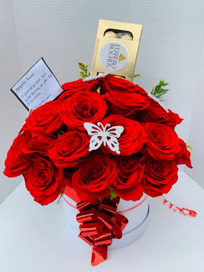 Bouquet 24 rosas 8 Ferrero - Distri Regalos