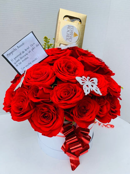 Bouquet 24 rosas 8 Ferrero - Distri Regalos
